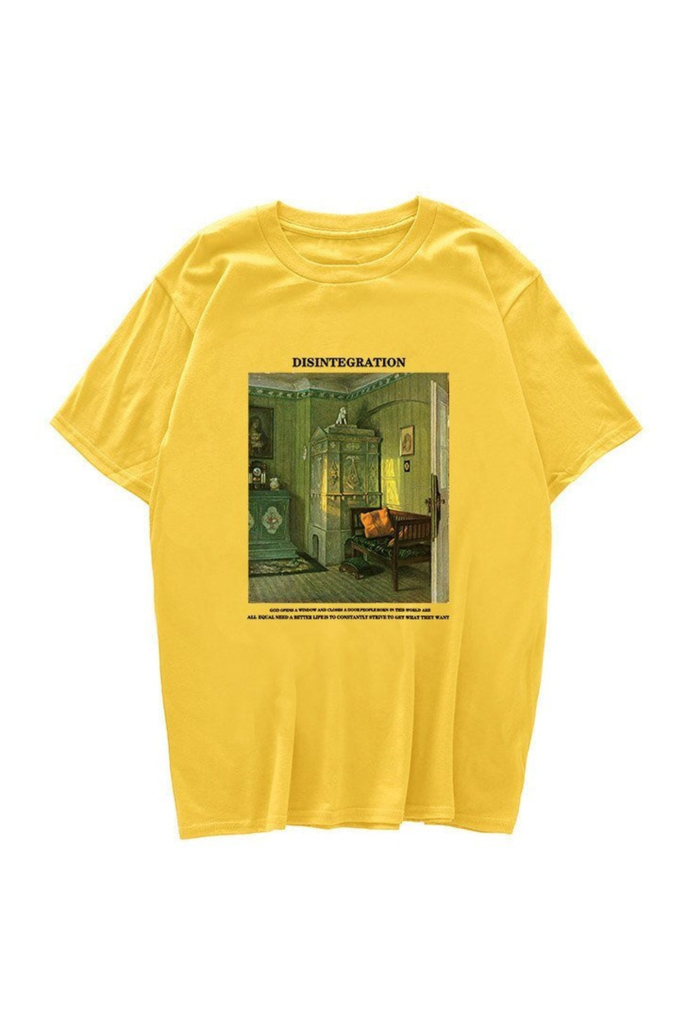 Vintage T-shirt with creative print in yellow 2.