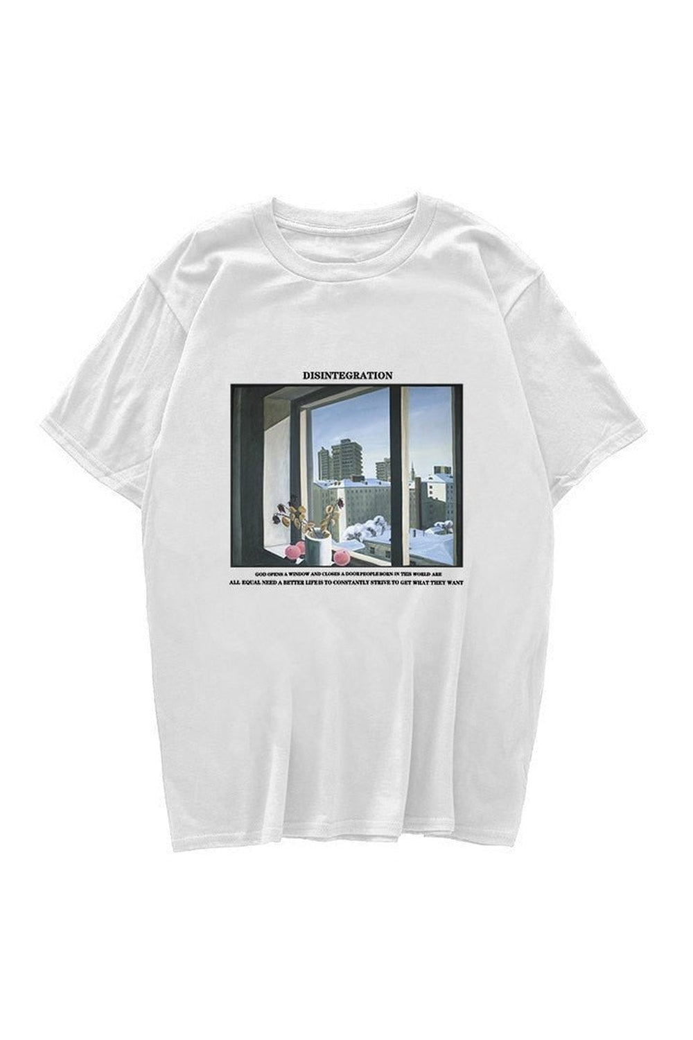 Vintage T-shirt with window print in white color.