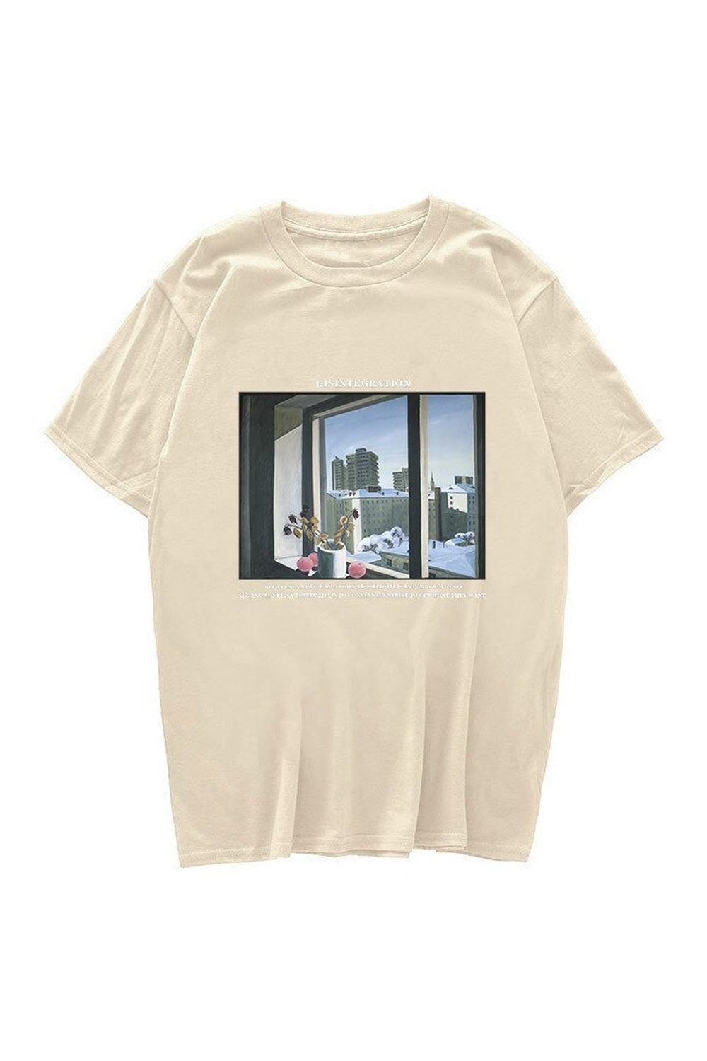 Vintage T-shirt with window print in Khaki 1.