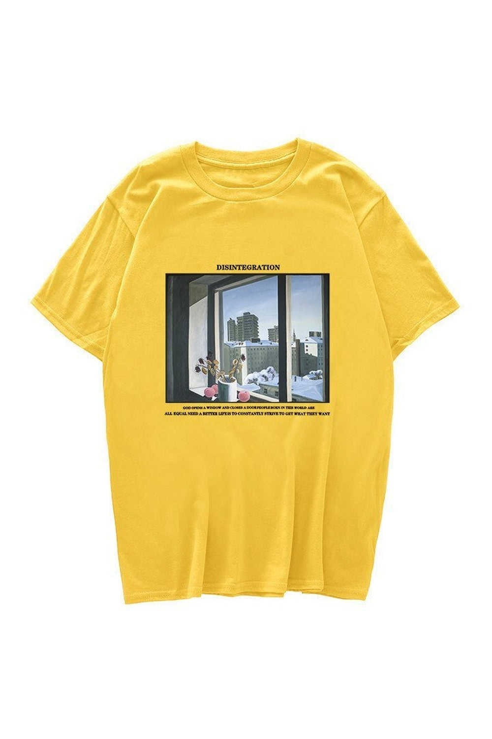 Yellow 2 vintage T-shirt with window print.