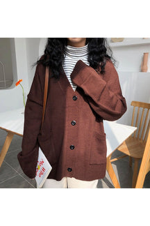 Fall Vintage V-Neck Knit button down jacket