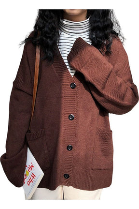 Fall Vintage V-Neck Knit button down jacket