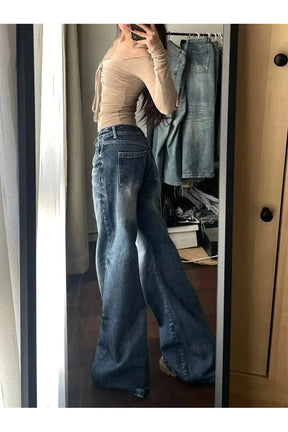 Fall Vintage Wash Wide-Leg Jeans