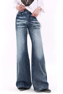 Blue Fall Vintage Wash Wide-Leg Jeans, stylish.