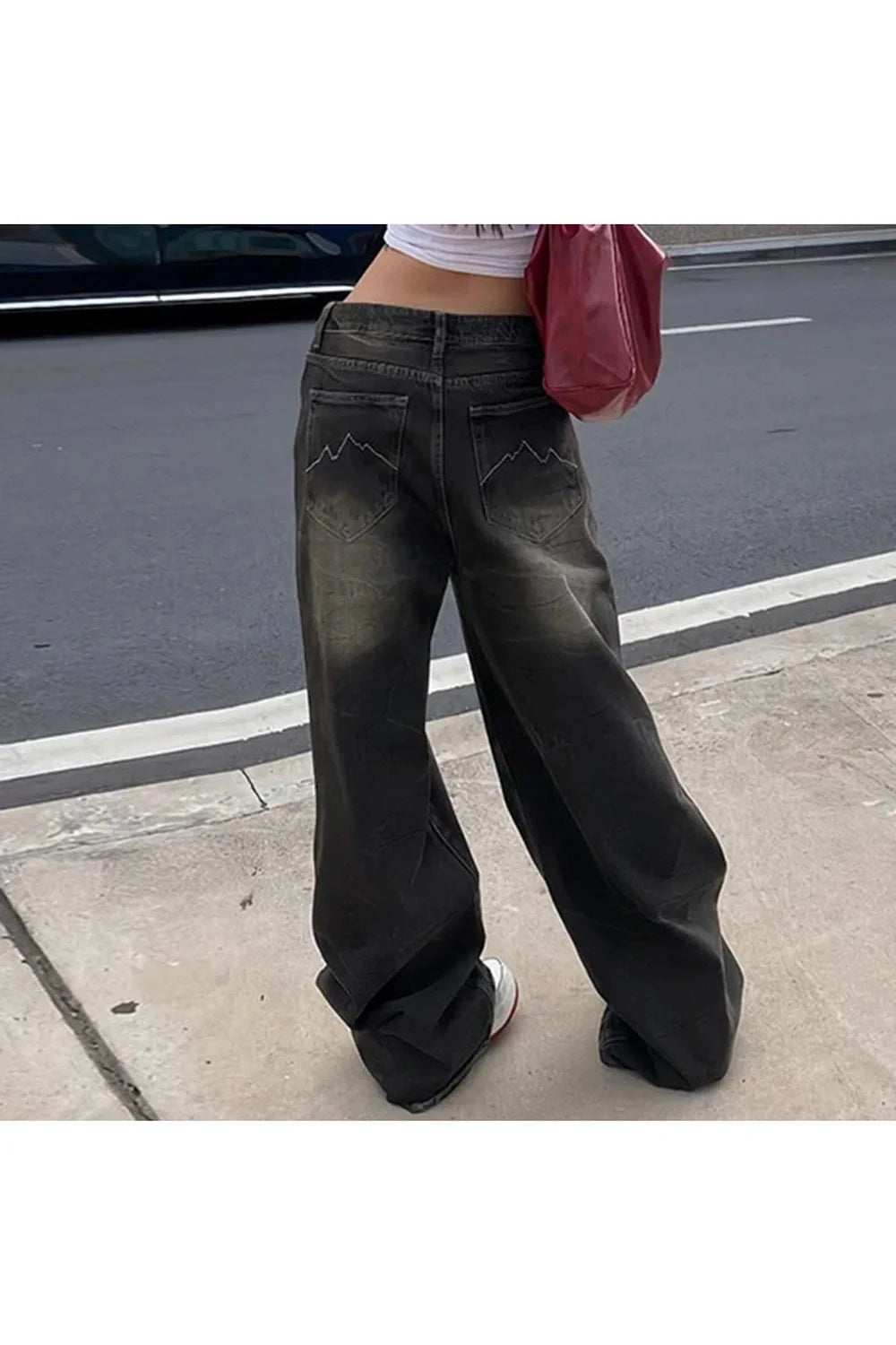 Vintage Washed Baggy Jeans in Black, relaxed fit.