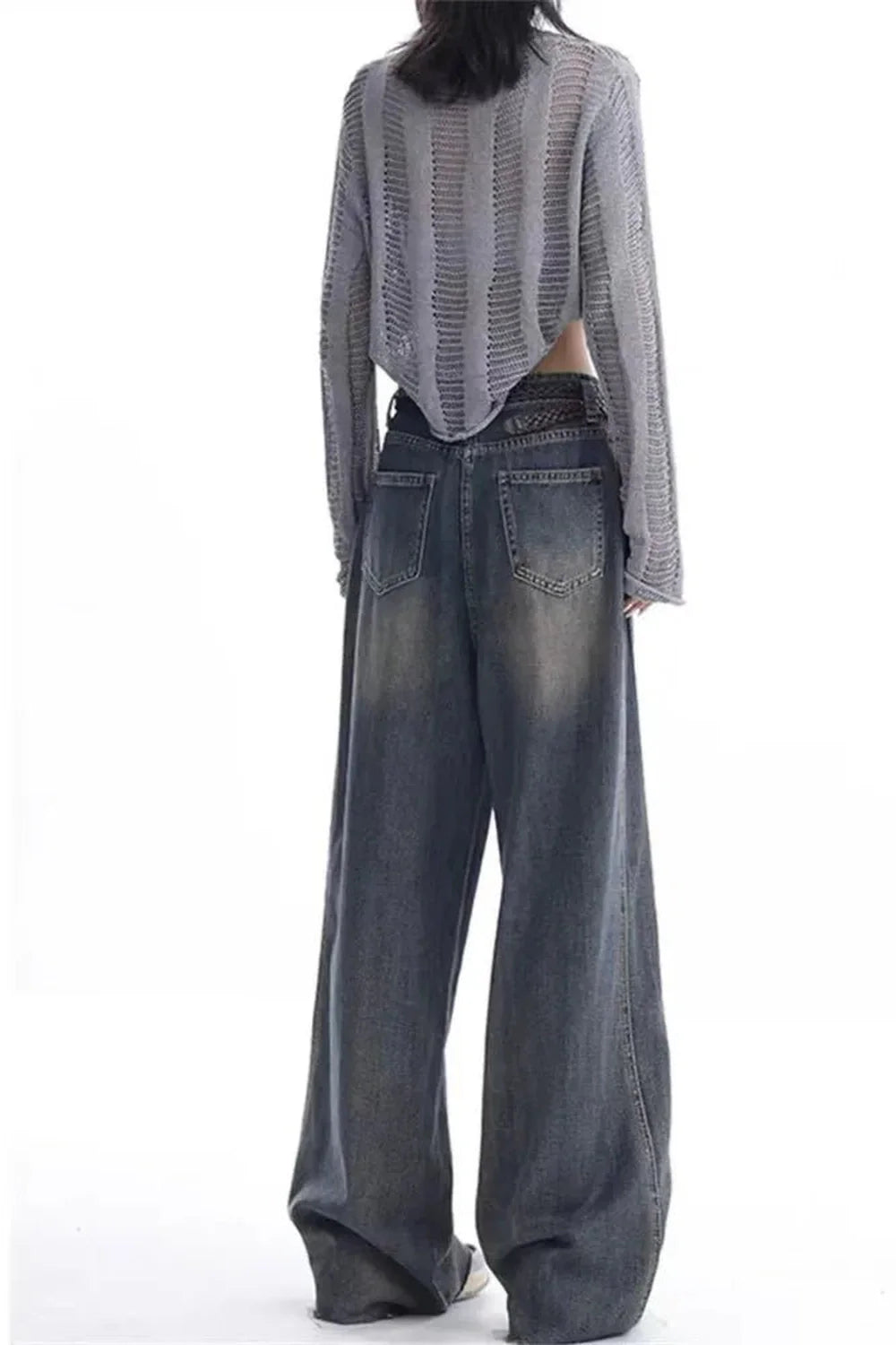 Vintage Washed Wide-Leg Jeans Pic, showcasing pockets.