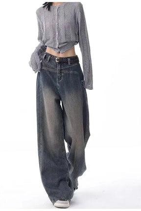 Vintage Washed Wide-Leg Jeans Pic, showcasing pockets.