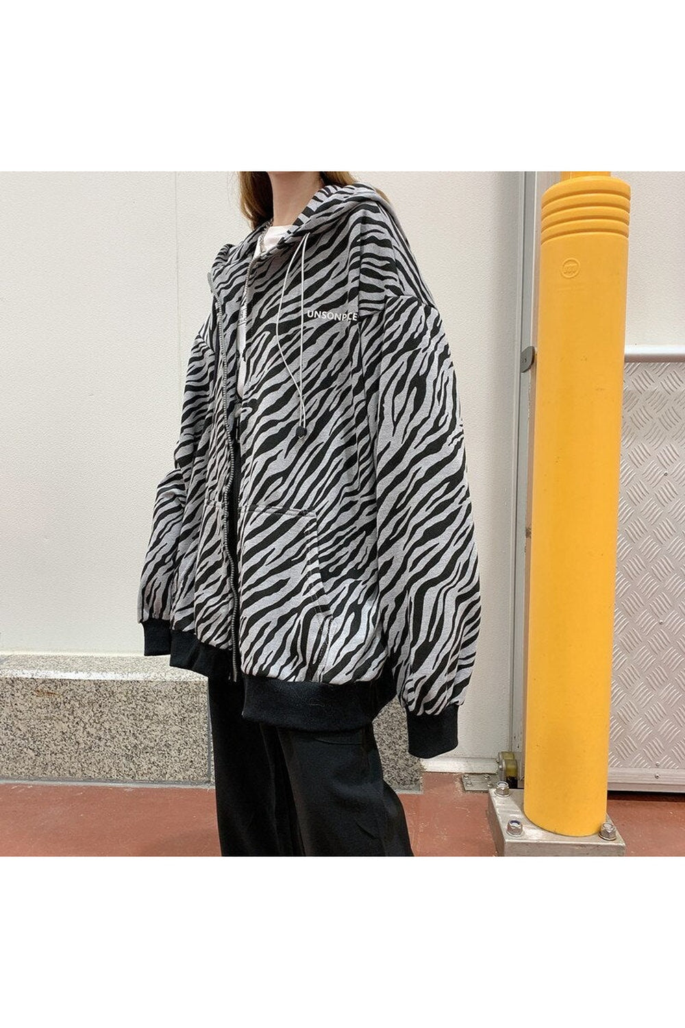 Fall Vintage Zebra-printed Loose Hoodie