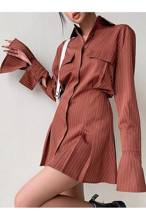 Waist Flare Shirt Dress