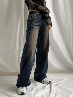 Washed Denim Wide-Leg Jeans