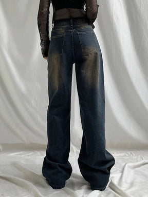 Wide-leg Jeans in Blue, washed denim finish.