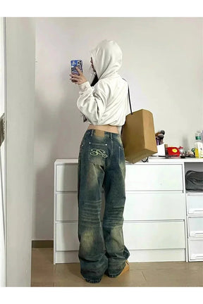 Fall Washed Low-Rise Baggy Jeans