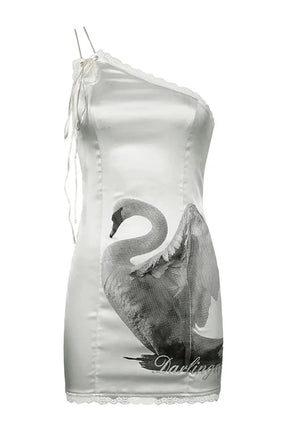 Elegant Watercolor Satin Dress in WHITE, featuring floral.