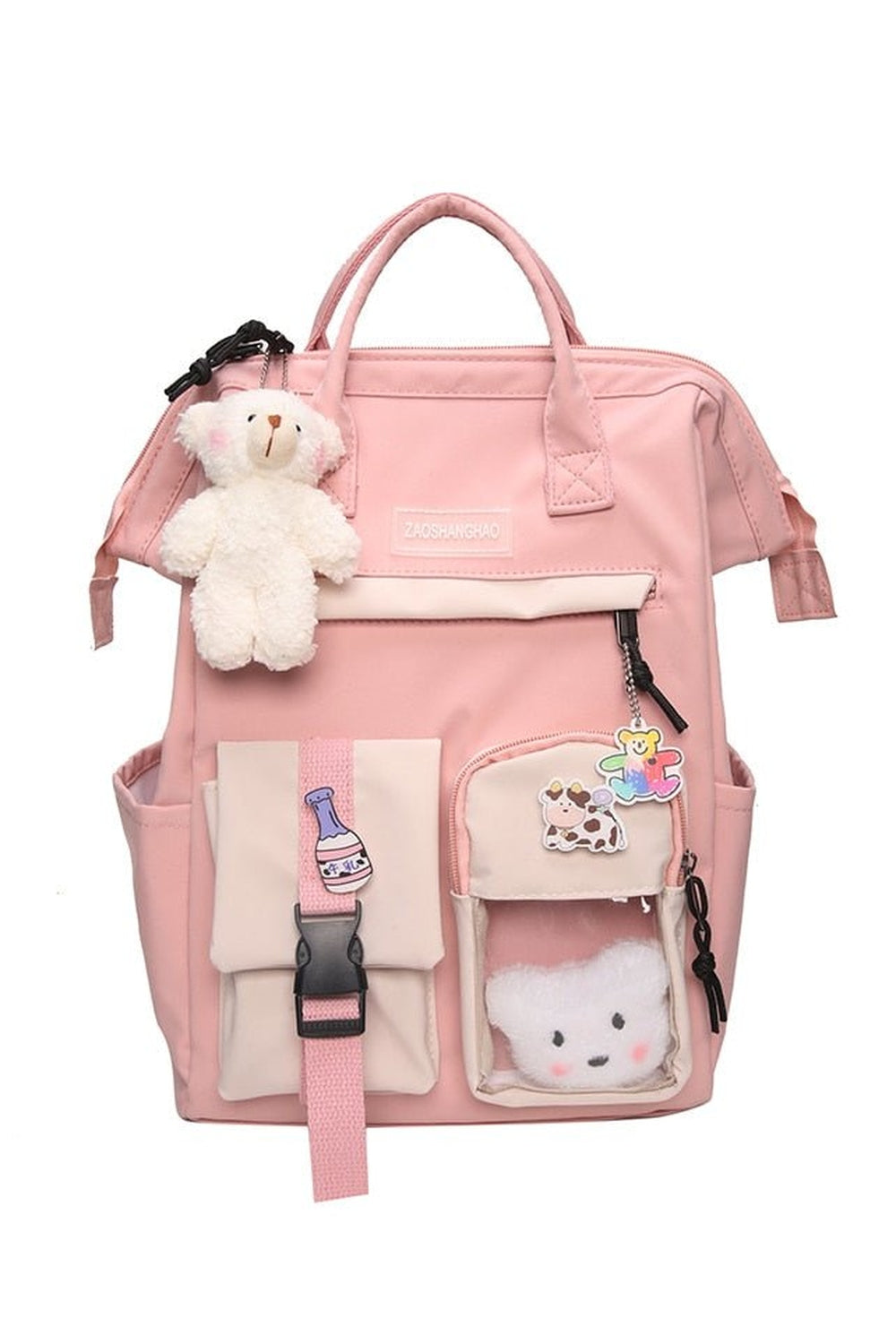 Pink Waterproof Pastel Colors Cute Backpack with keyword: stylish.