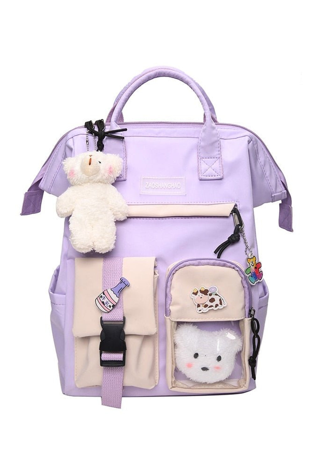 Purple waterproof pastel colors cute backpack for students.