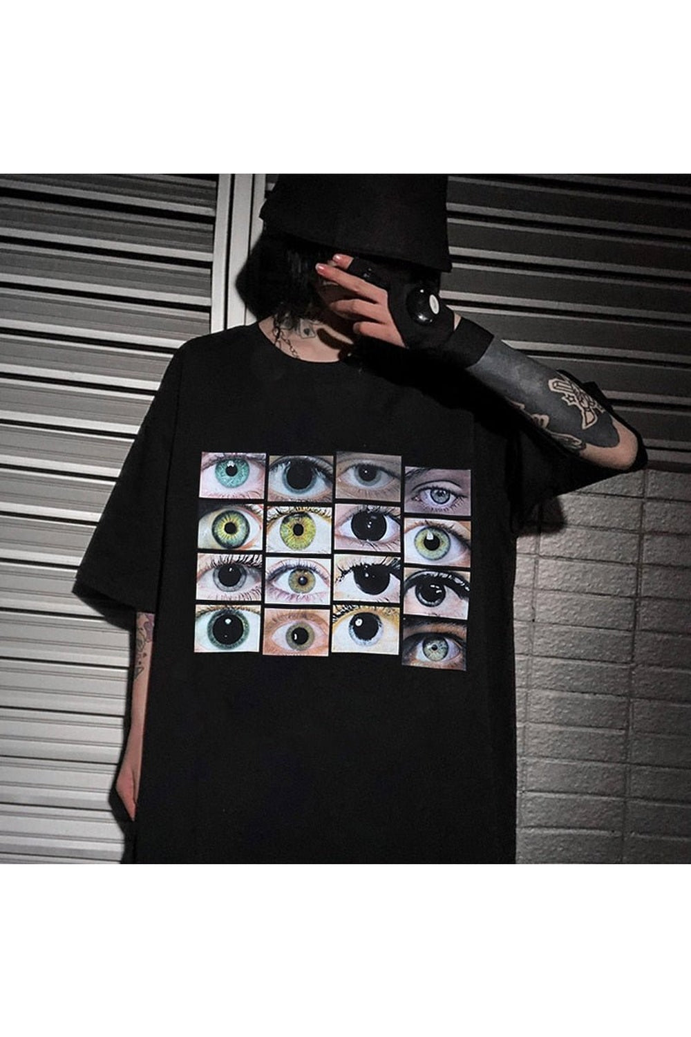 Weirdcore Aesthetic Eyes Print T-Shirt