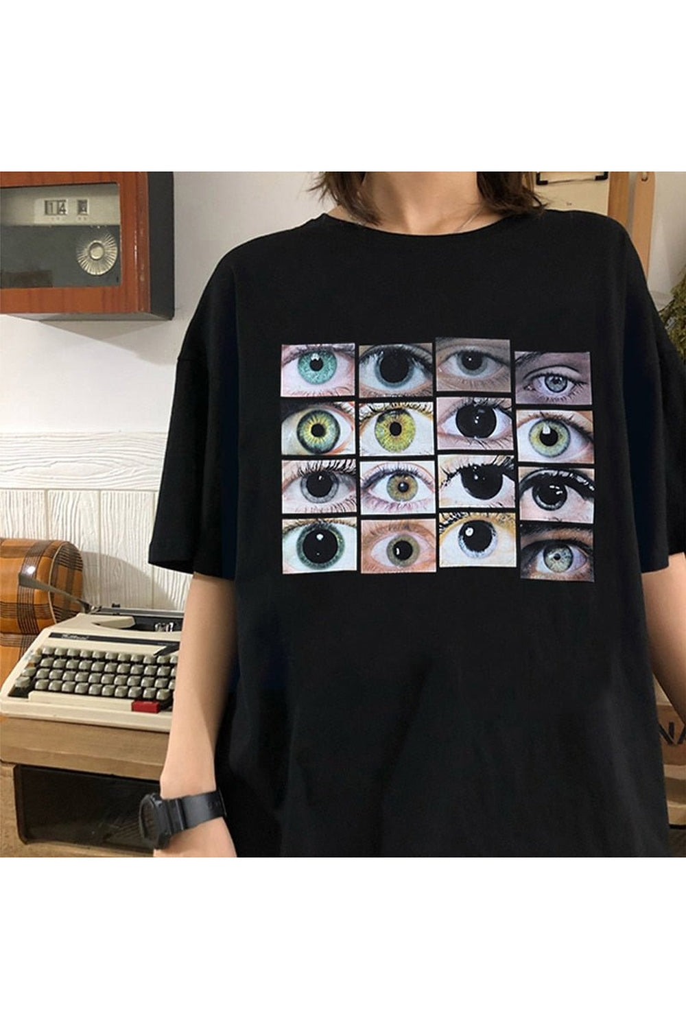 Weirdcore Aesthetic Eyes Print T-Shirt