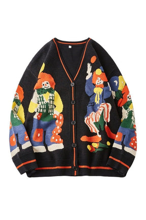 Fall Weirdcore Clown Knitted Sweater