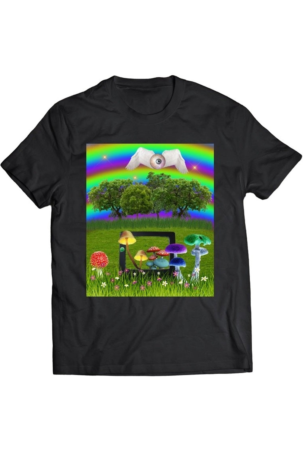 Graphic Weirdcore Mushrooms Eye T-Shirt in AS SHOW variant.