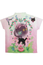 Cute Pink Cat-themed Knit Tee.