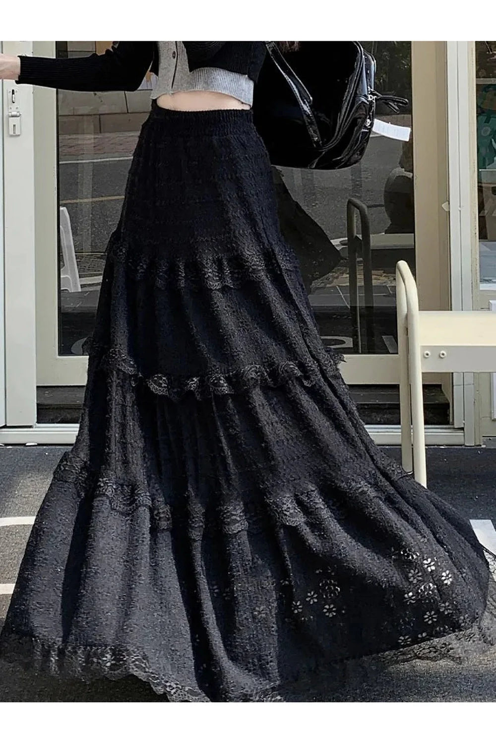 White Long Lace Skirt