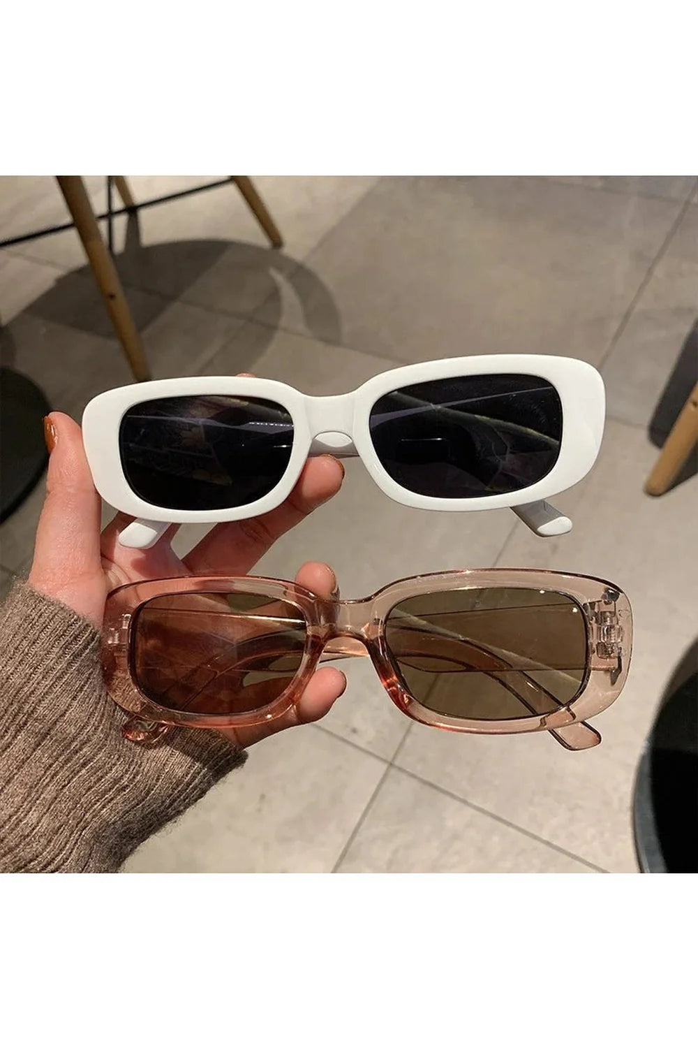 White Rectangular Sunglasses