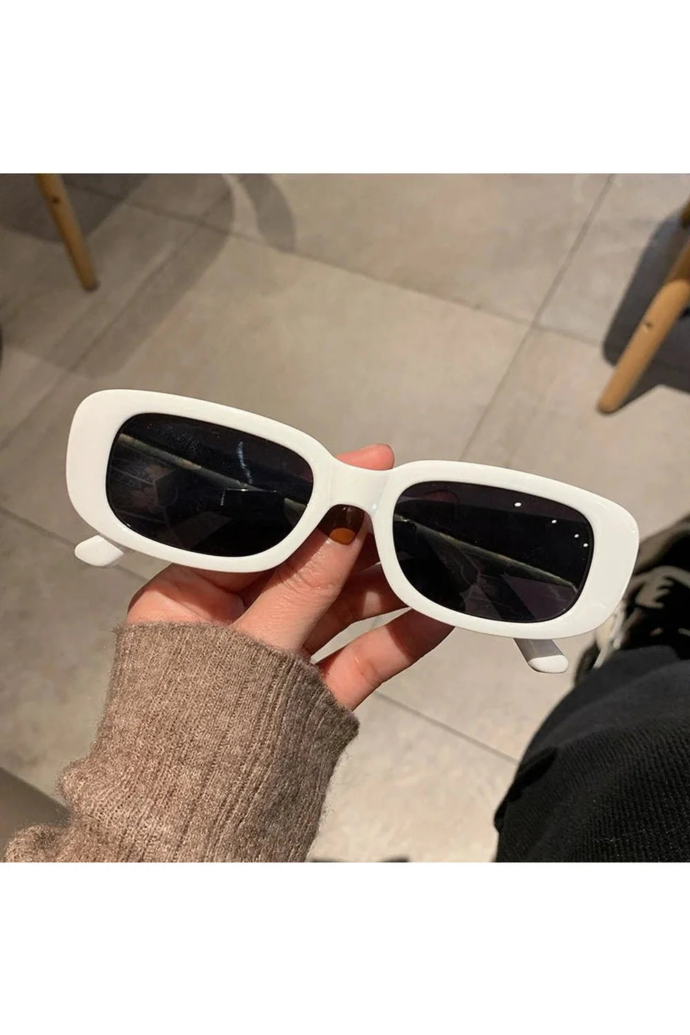 White Rectangular Sunglasses