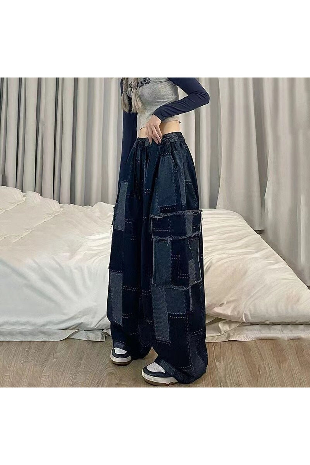 Fall Wide Leg Patchwork Jeans