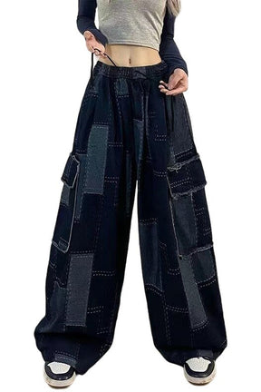 Fall Wide Leg Patchwork Jeans