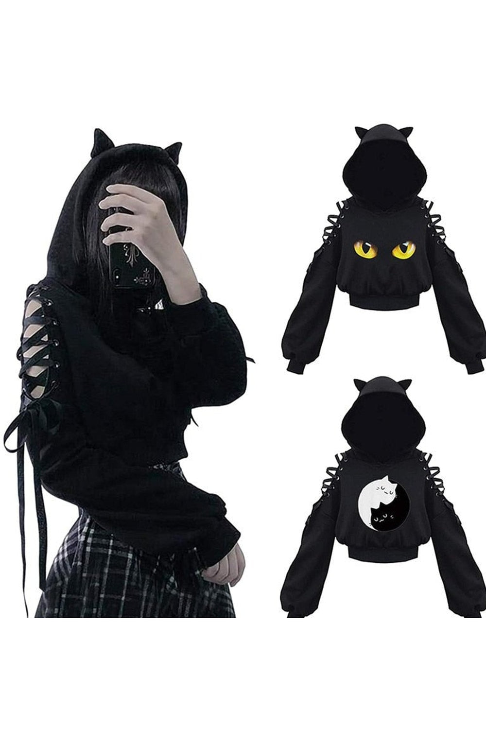 Fall Witch Style Long Sleeve Crop Hoodie