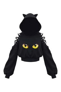 Crop Hoodie "Fall Witch Style" Variant C with moon.