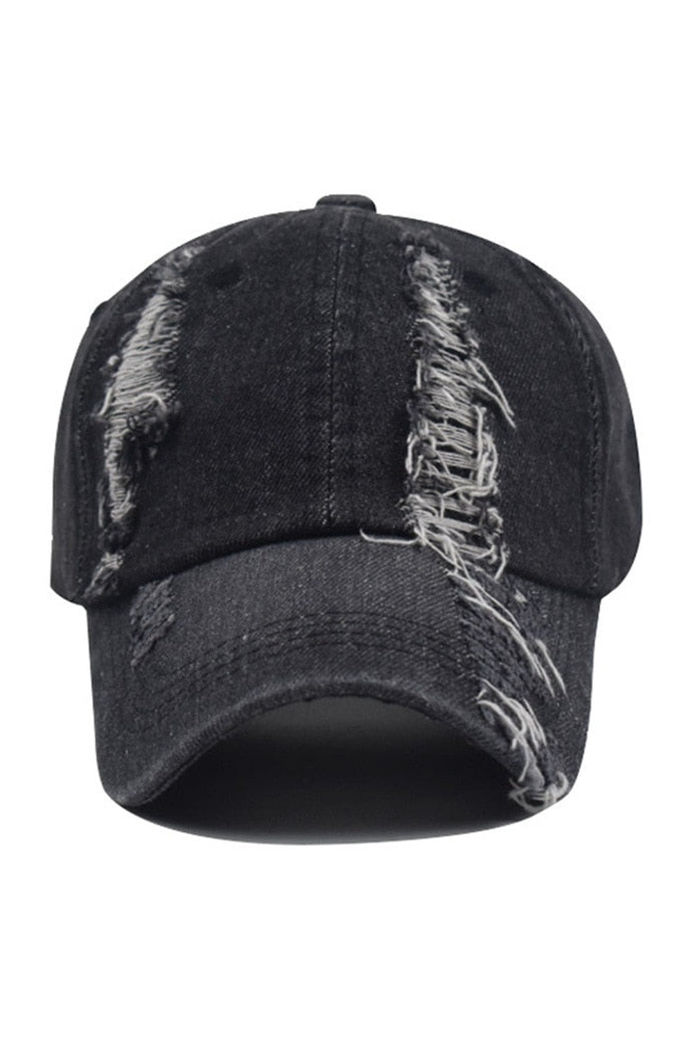 Distressed Summer Baseball Cap in Black, vintage style.