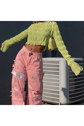 Y2k Aesthetic Green Crop Top