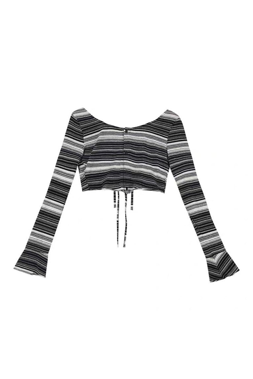 Black Y2k Aesthetic Striped Crop Top with flair.