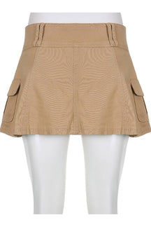 Khaki Y2K Alt Low Waist Mini Skirt - stylish.