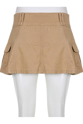 Khaki Y2K Alt Low Waist Mini Skirt - stylish.