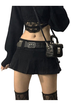 Black Y2K Alt Low Waist Mini Skirt.