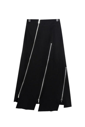 Black Y2k Asymmetric maxi skirt flows elegantly.