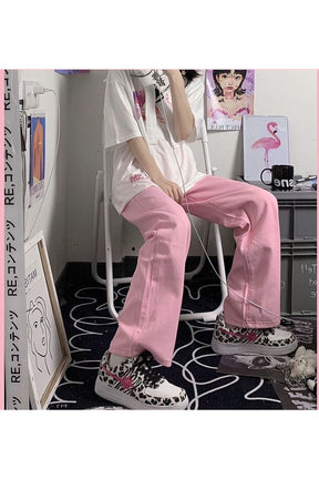 Y2K Baggy Pink  Denim Pants