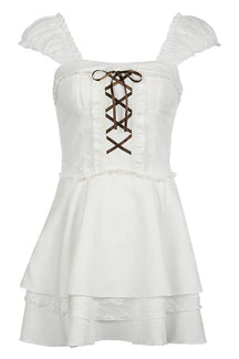 White Y2K Bandage Bow Dress exudes elegance.