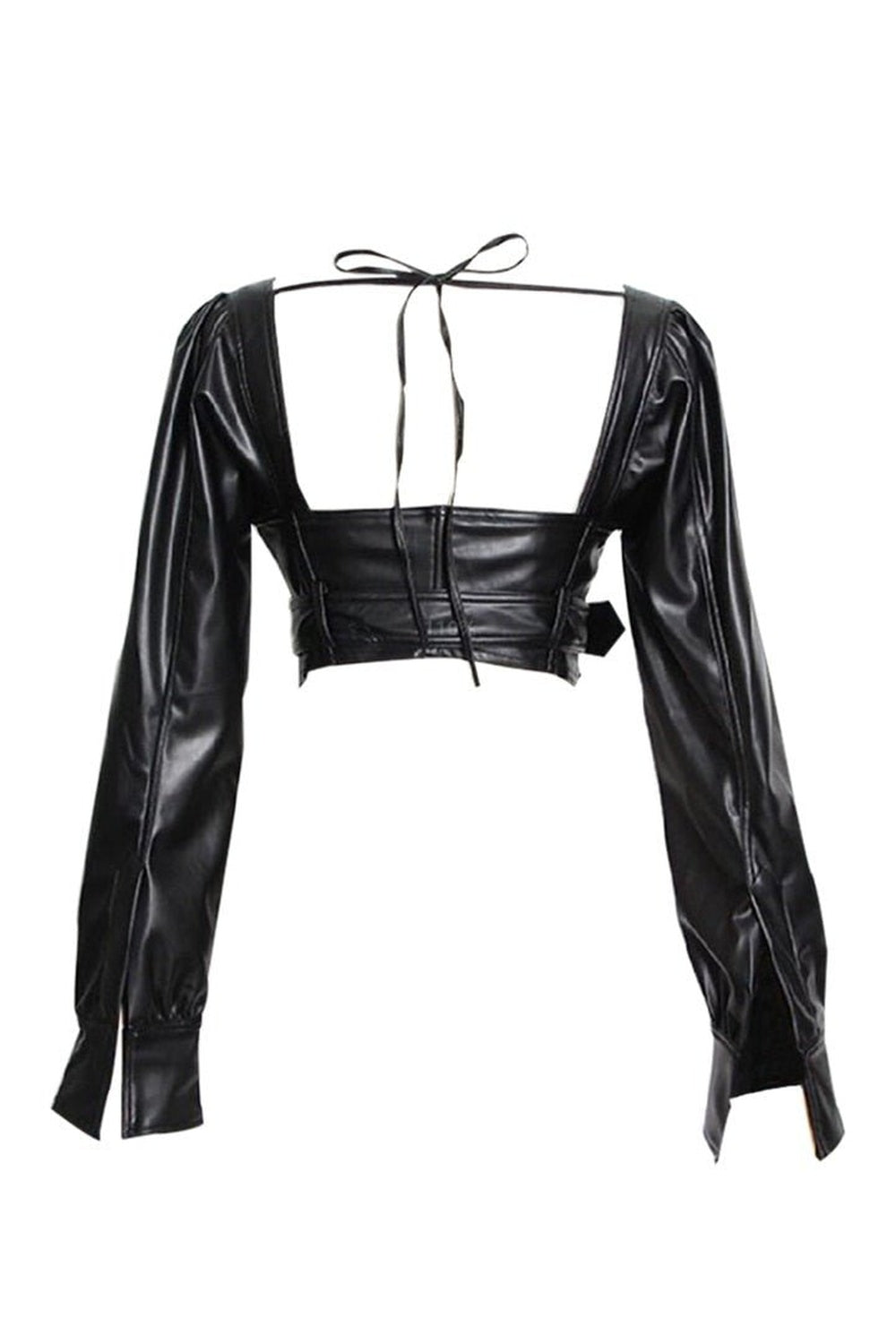 Y2k Black Faux Leather Crop Top