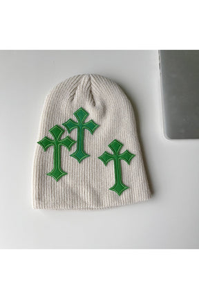 Beige Y2k Cross Hat with trendy design.