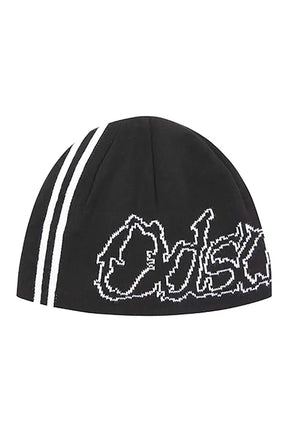 Black Y2K Graphic Slouchy Hat with unique design.