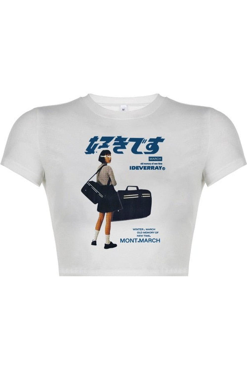 Stylish Y2K Japanese T-Shirt in White design.