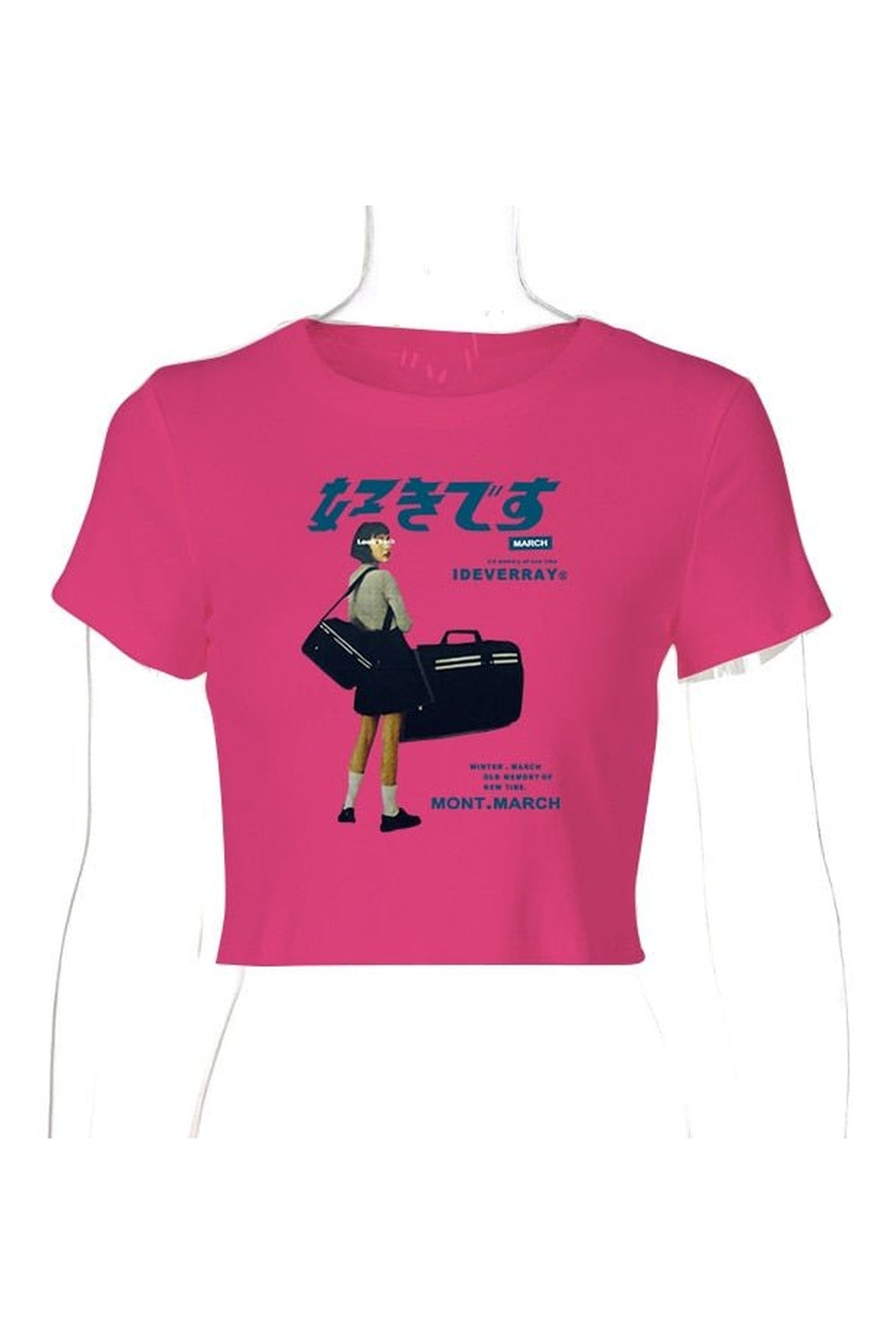 Stylish Y2k Japanese style T-Shirt in Rose Red.