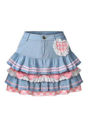 Denim mini skirt, variant 2, Kawaii style.