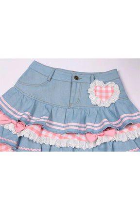 Y2K Kawaii Denim Mini Skirt