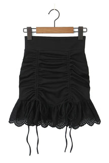 Stylish Y2K Lace Hem Mini Skirt in Black.