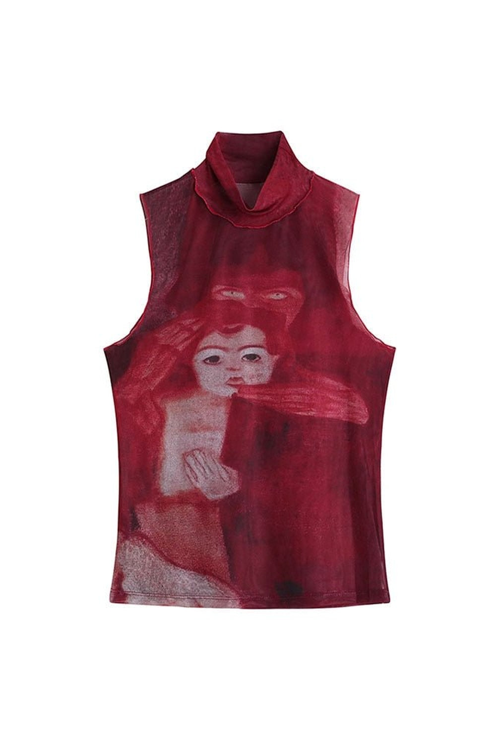 Stylish Y2K Red Sleeveless Top in Picture Color.