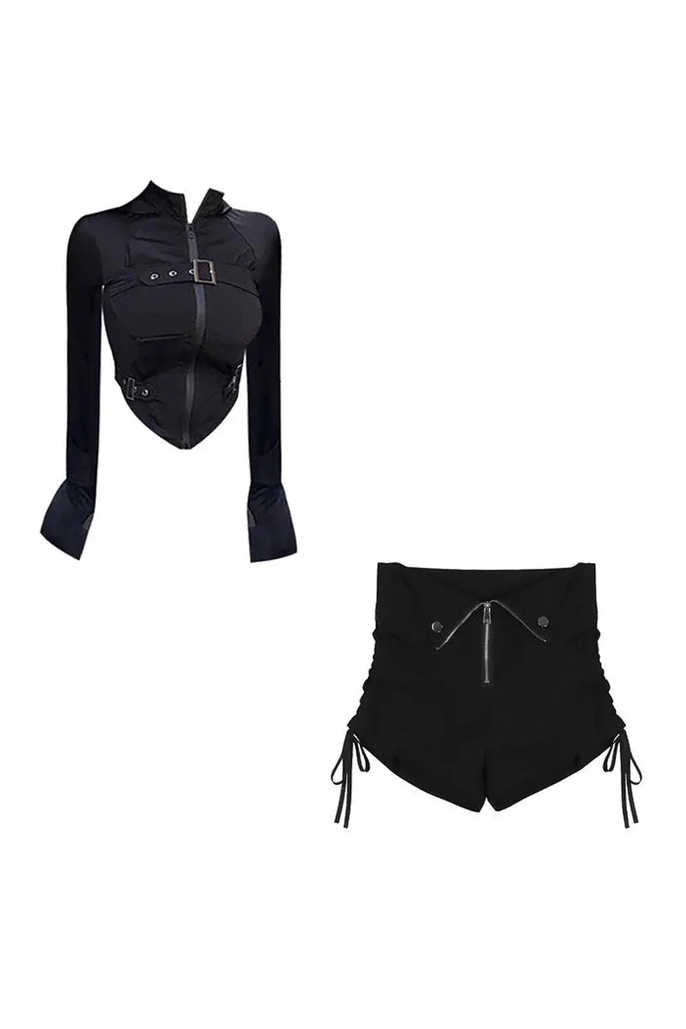 Gothic Y2K Two-Piece Set - Seductive Ensemble.